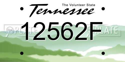 12562F Tennessee License Plate