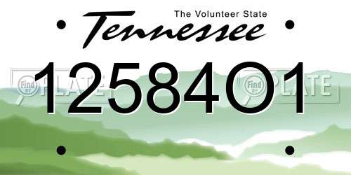 12584O1 Tennessee License Plate