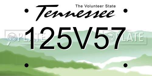 125V57 Tennessee License Plate