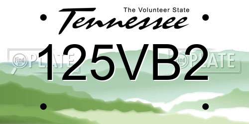 125VB2 Tennessee License Plate