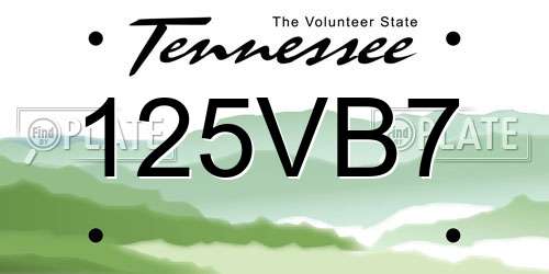 125VB7 Tennessee License Plate