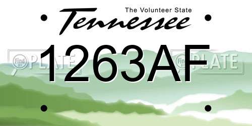 1263AF Tennessee License Plate