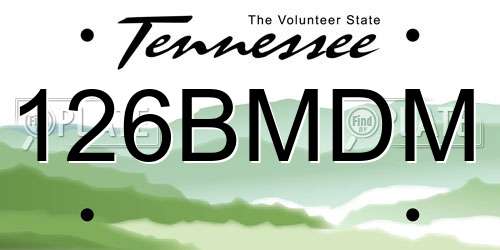 126BMDM Tennessee License Plate