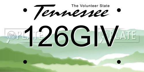 126GIV Tennessee License Plate