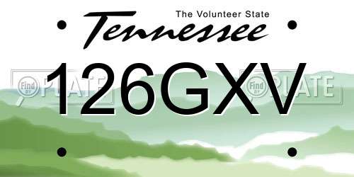 126GXV Tennessee License Plate