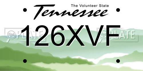 126XVF Tennessee License Plate
