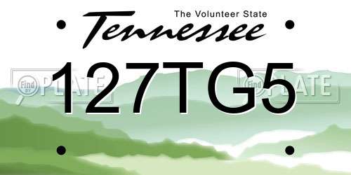 127TG5 Tennessee License Plate