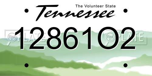 12861O2 Tennessee License Plate