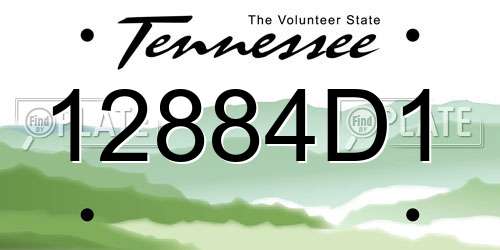 12884D1 Tennessee License Plate