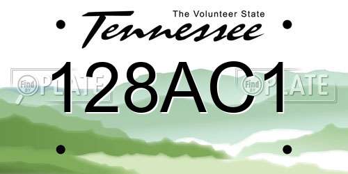 128AC1 Tennessee License Plate
