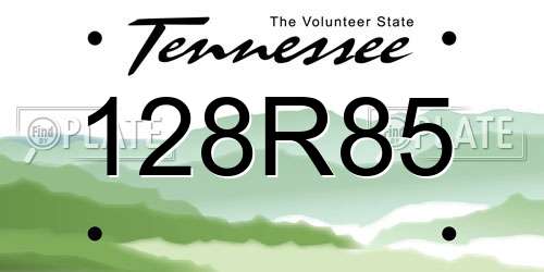 128R85 Tennessee License Plate