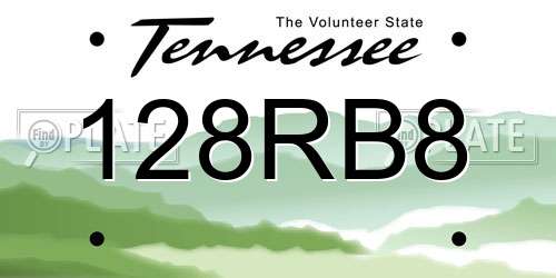 128RB8 Tennessee License Plate