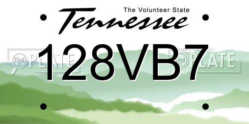 128VB7 Tennessee License Plate