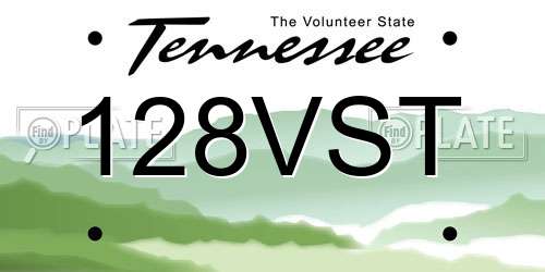 128VST Tennessee License Plate