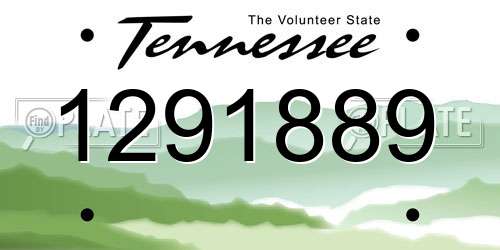 1291889 Tennessee License Plate