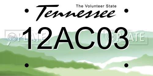 12AC03 Tennessee License Plate