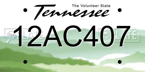 12AC407 Tennessee License Plate