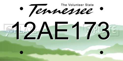 12AE173 Tennessee License Plate