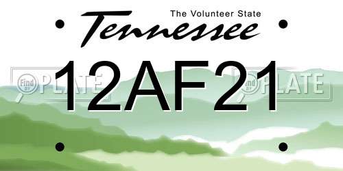 12AF21 Tennessee License Plate