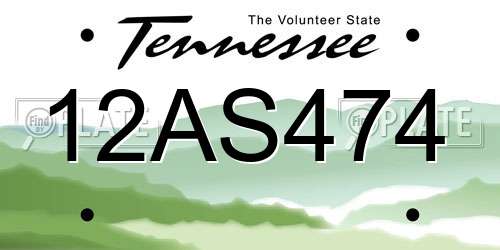 12AS474 Tennessee License Plate