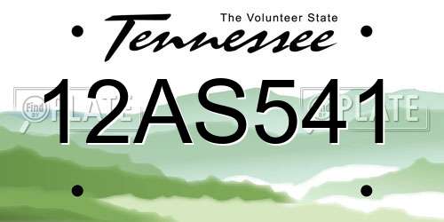 12AS541 Tennessee License Plate