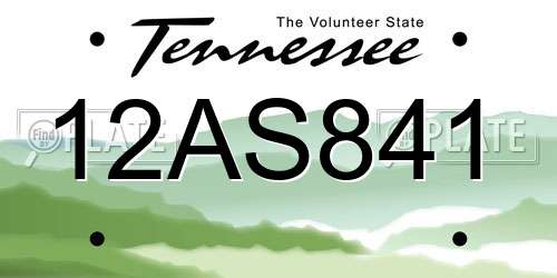 12AS841 Tennessee License Plate