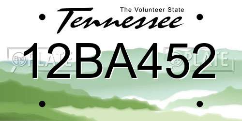 12BA452 Tennessee License Plate