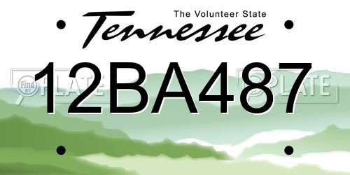 12BA487 Tennessee License Plate