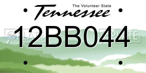 12BB044 Tennessee License Plate