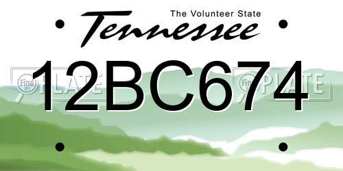 12BC674 Tennessee License Plate