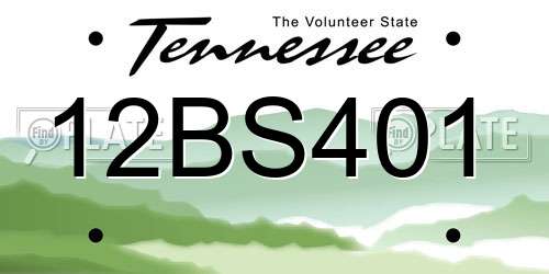 12BS401 Tennessee License Plate