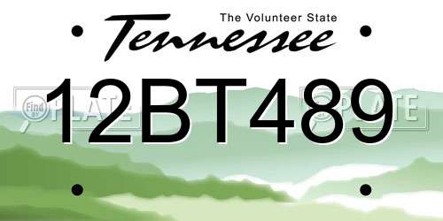 12BT489 Tennessee License Plate