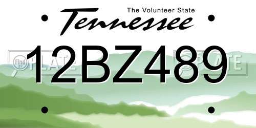 12BZ489 Tennessee License Plate