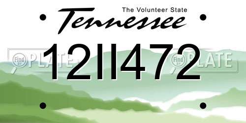 12II472 Tennessee License Plate