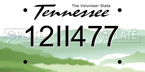 12II477 Tennessee License Plate
