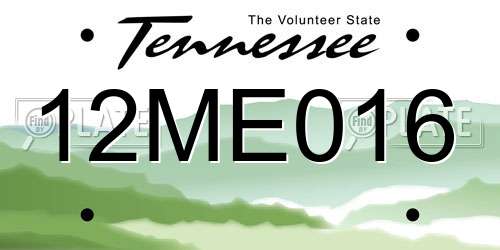 12ME016 Tennessee License Plate