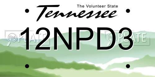 12NPD3 Tennessee License Plate