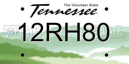 12RH80 Tennessee License Plate