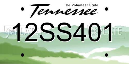 12SS401 Tennessee License Plate