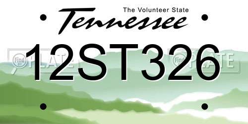 12ST326 Tennessee License Plate