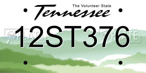 12ST376 Tennessee License Plate