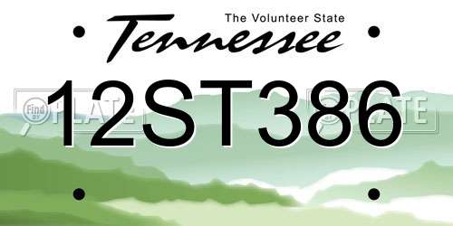 12ST386 Tennessee License Plate