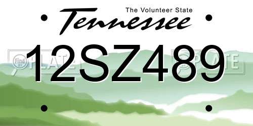 12SZ489 Tennessee License Plate