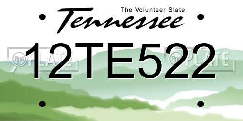 12TE522 Tennessee License Plate