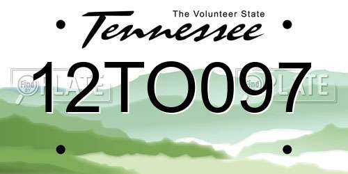 12TO097 Tennessee License Plate