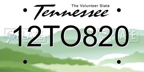 12TO820 Tennessee License Plate
