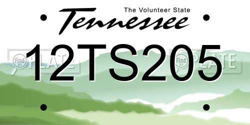 12TS205 Tennessee License Plate