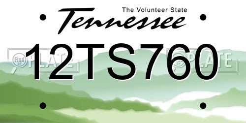 12TS760 Tennessee License Plate