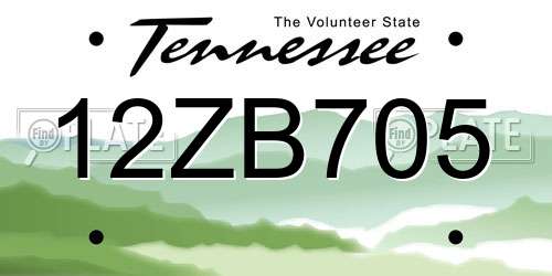12ZB705 Tennessee License Plate