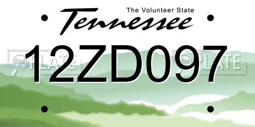 12ZD097 Tennessee License Plate